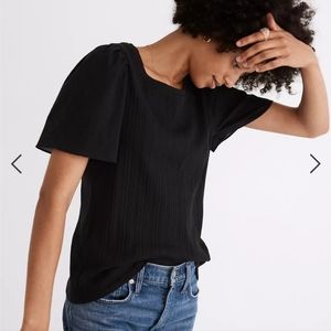 Madewell Plus Flutter-Sleeve Weavemix Ribbed Top - 1X